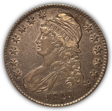 1829 Small Letters Capped Bust Half Dollar Almost Uncirculated AU Coin #26602