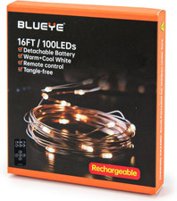 16FT 100LED Fairy Lights, Remote Control, Battery Operated, Cool Warm White, 1 P