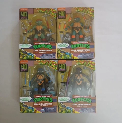 Playmates TMNT 1988 Remastered Set Of 4 Ninja Turtles 40th Anniversary New 2024