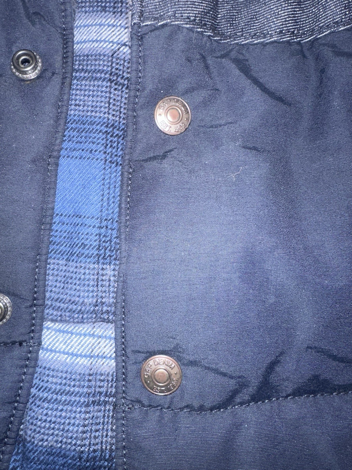 Pendleton x GAP Puffer Style Button Vest Denim Pl… - image 5