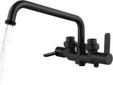 Laundry Utility Sink Faucet Wall Mounted Tub Faucet 3 Inch Center W/ 2 Handle