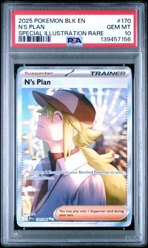 2025 POKEMON BLK EN-BLACK BOLT SPECIAL ILLUSTRATION RARE #170 N'S PLAN PSA 10