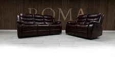 Leather Recliner Sofa 3 Seater Manual Couch with Cup Holder Living Room Furnitur