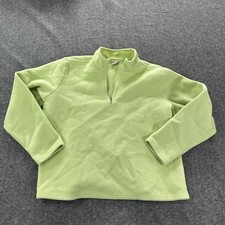LL Bean Women Green 1/4 Zip Pullover Fleece Sweatshirt Size XL