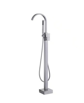 Bwe A-97011-N Waterfall Floor Mount Tub Faucet with Hand Shower, Brushed Nickel