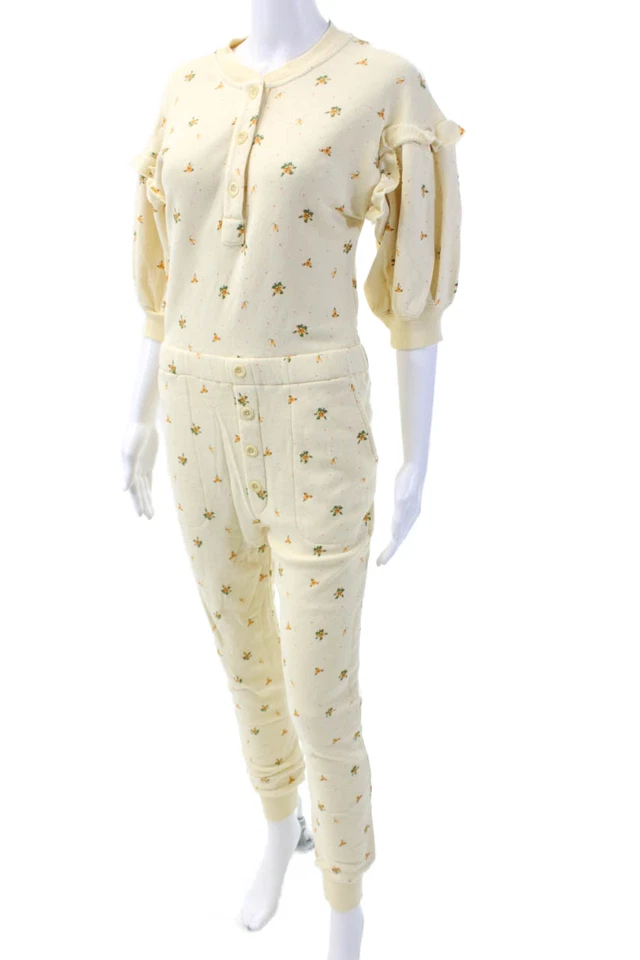 Something Navy Women's Round Neck Short Sleeves Jumpsuit Floral Size XS - Image 2 of 4