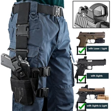 Right Hand Drop Leg Holster Fit Tactical Pistols with Optic/Light/Laser Holster