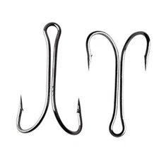 Classic Double Fsihing Hooks, 35pcs Frog Fly Tying Hooks 3X Strong 1/0_35pcs