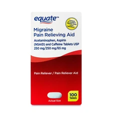 Equate Migraine Pain Relieving Aid Acetaminophen Aspirin and Caffeine Tablets
