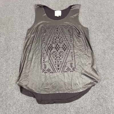 Romeo & Juliet Couture Black Faux Leather Laser Cut Tank Top Medium