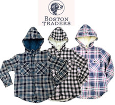 Boston Traders Girls Sherpa Lined Hooded Flannel VARIETY SIZES COLORS, NEW