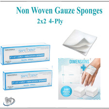 2000 Pack - 2x2 Non Woven Gauze Sponges 4-Ply, Non-Sterile Cotton Dental Medical