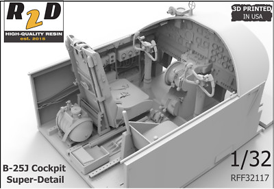 1/32 B-25J Mitchell Strafer Resin Cockpit Super-Detail Set for HK