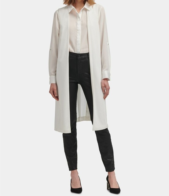 long sheer sleeveless vest