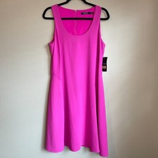 Lauren Ralph Lauren Black Label Midi Dress Sz 12 Petite Pink Sleeveless Fuschia