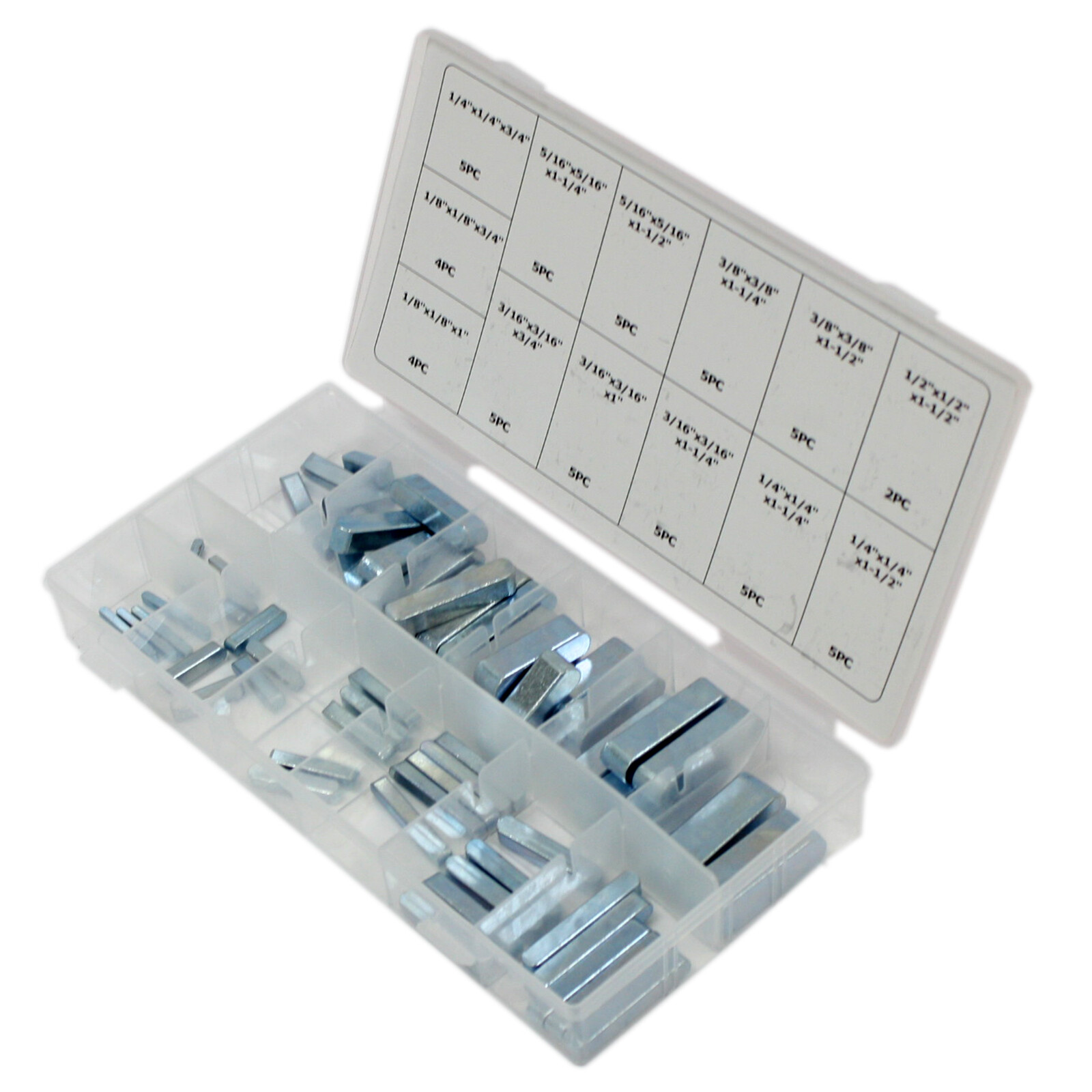 60pc Keystock Bar SAE Assortment Locks Gear Pulleys Square Key Stock