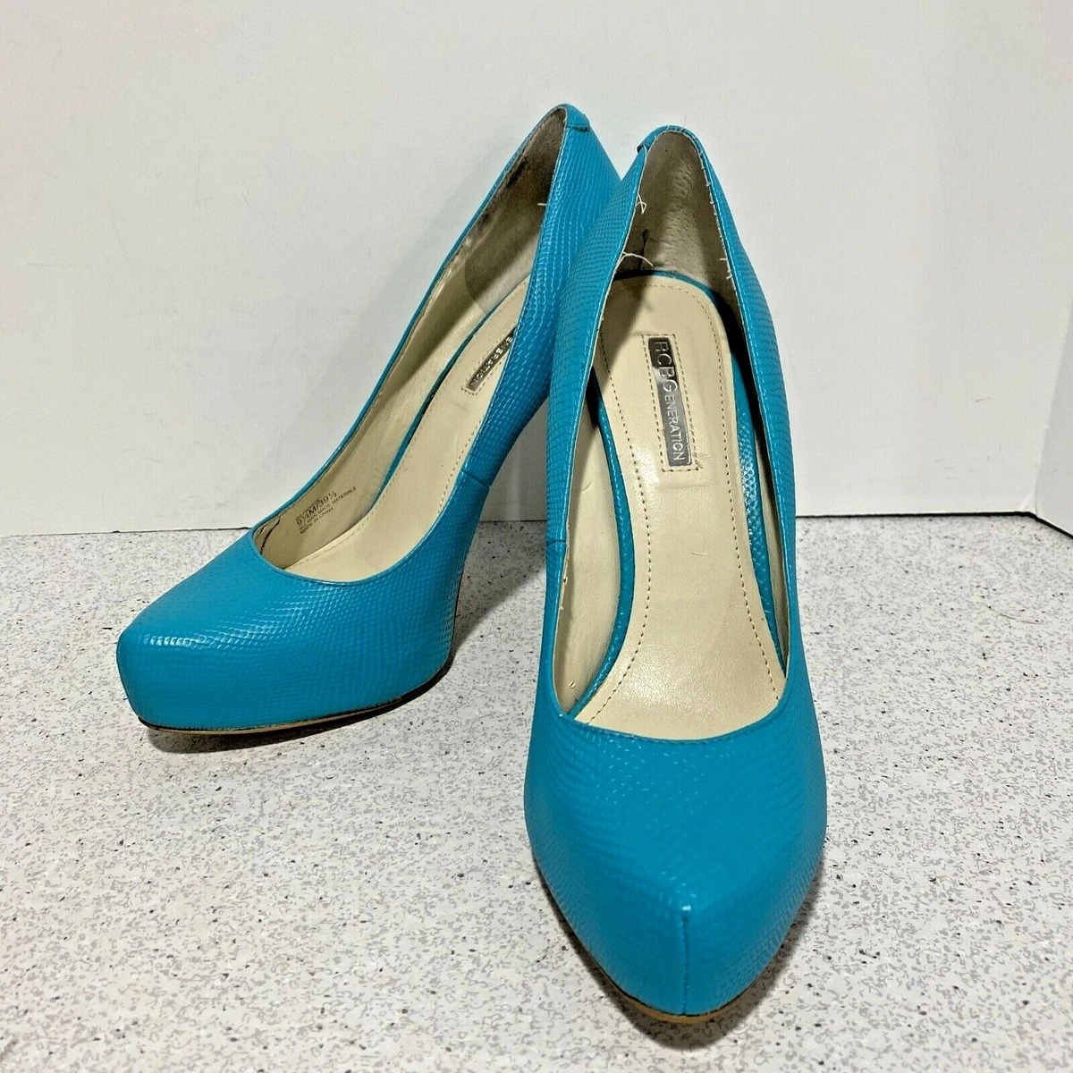 BCBGeneration Parade platform high heel pumps shoes blue US 9.5M unique colorful