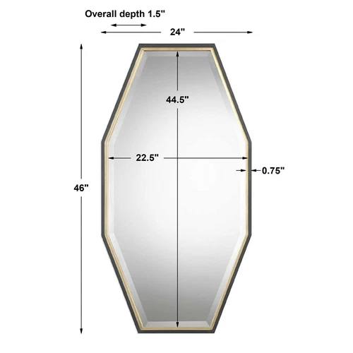 SAVION 46"  MID CENTURY MODERN WOOD BEVEL WALL MIRROR UTTERMOST 09258 - Picture 3 of 5