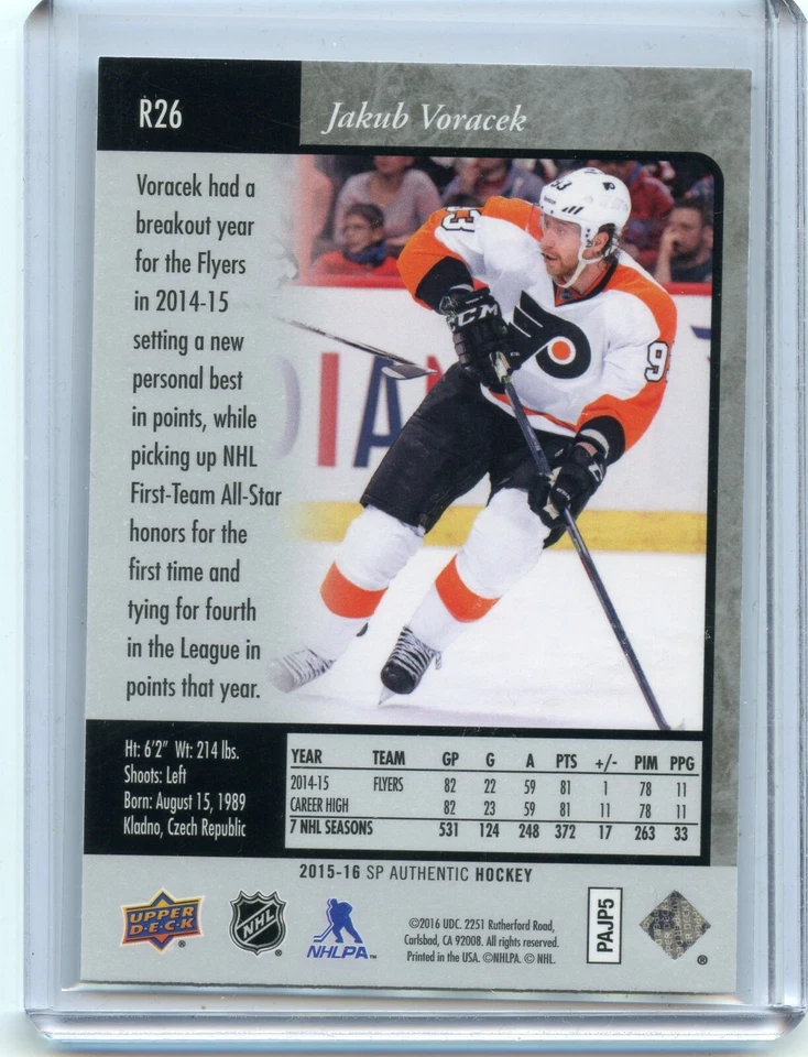 2015-16 SP Authentic '95-96 SP Retro #R26 Jakub Voracek - Image 2 of 2