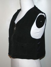 Vintage 90's Black Suede Leather Vest sleeveless Tank Top Women size medium