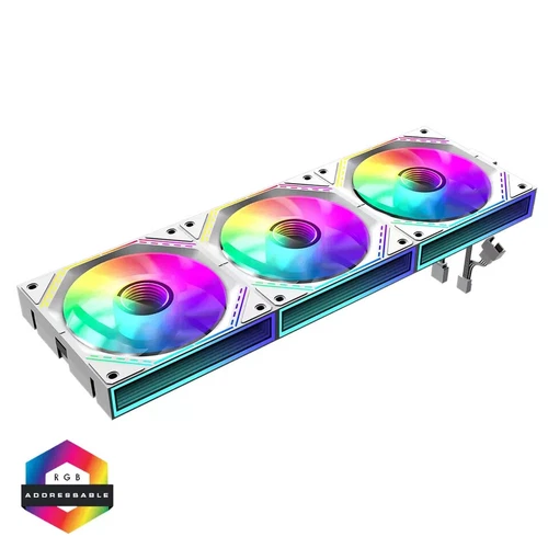 GameMax 120mm Linked PC Case Fans White with Infinity Mirror Center ARGB 5V 3pin