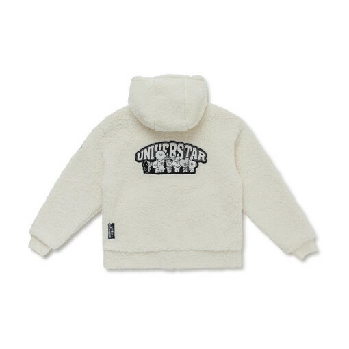 BTS BT21 Ivory color Hoodie Fleece Jacket Tracking Authentic Kolon Sport