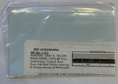HERALD KING HO DECAL-ERIE LACKAWANNA / EL EMD CAB UNITS  - GRAY/MAROON - #L-131