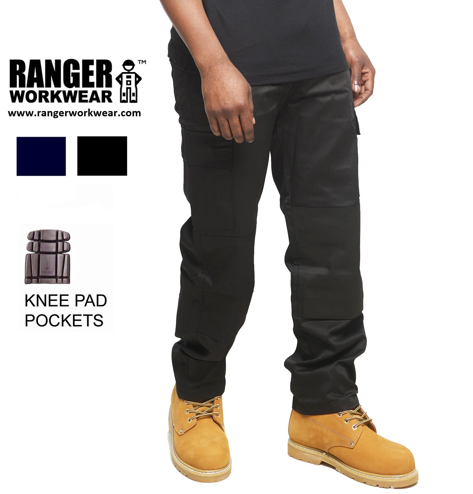 Mens Black or Navy Cargo Work Trousers & Knee Pad Pockets Size 30 to 40 - COMBAT
Opens in a new wind