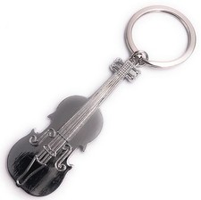 Violin Cello Keychain Metal Silver Pendant