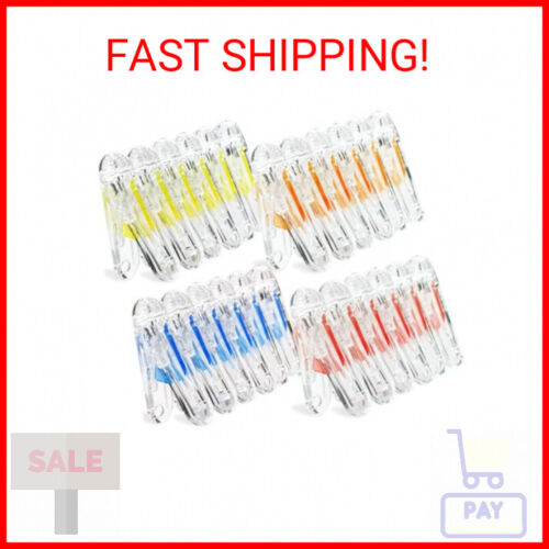 Plastic Clothes Pins, Colorful Laundry Clothespins Heavy Duty Chip Clips 24 Pack