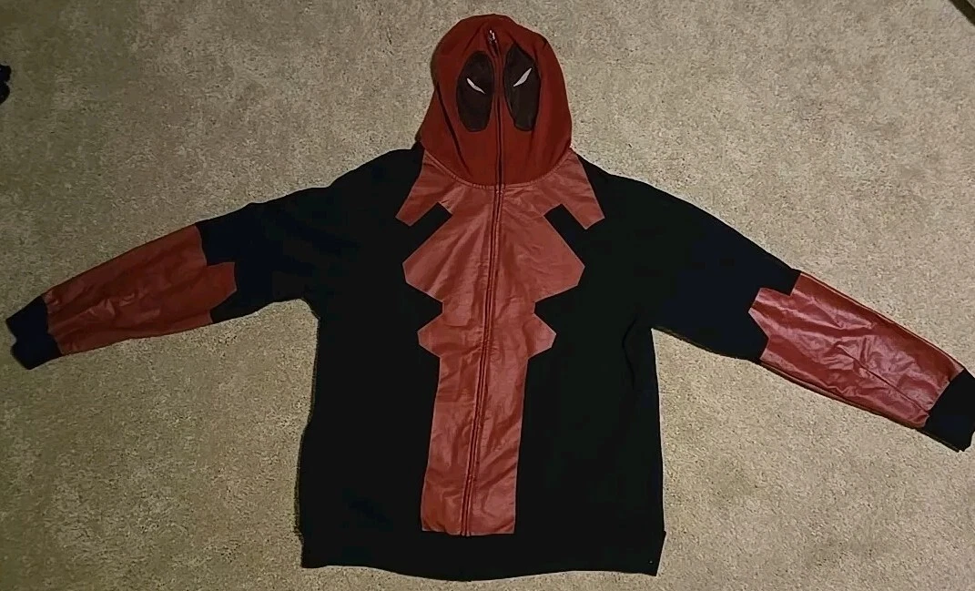 Hoody, DeadPool hooded jacket w/eye masking, Men's size: XL By Marvel, preowned