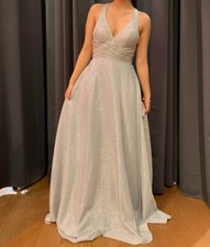 David  s Bridal Silver Prom Dress - Size 4