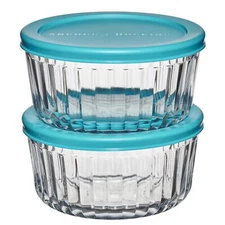 Anchor Hocking Sculpted Glass Food Storage Container with Lids 