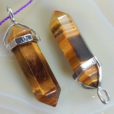 Natural Gemstones Hexagonal Pointed Reiki Chakra Pendant charm Beads 4pcs