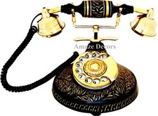 Vintage Brass Antique Rotary Phone Old Fashioned Telephone French Victorian Gift
