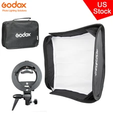 US Godox 40x40cm Foldable Softbox + S-Type Flash Bracket Holder Bowens Mount Kit