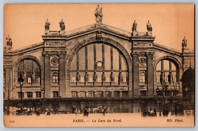 Paris, France, La Gare De Nord Transit Station B&W Postcard