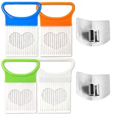 6 Pcs Stainless Steel Onion Slice Holder Slicers for Fruits and Vegetables On...