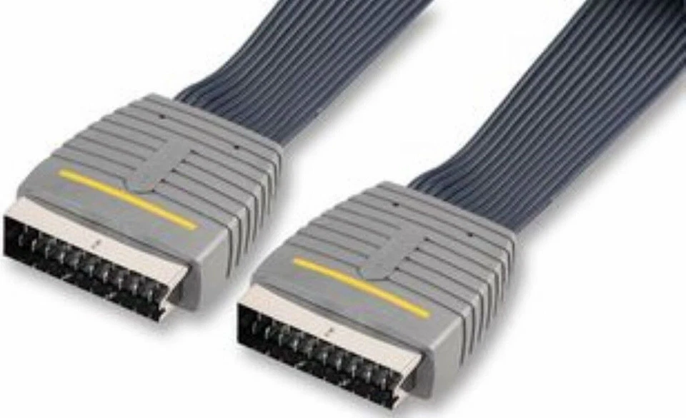 SCART PLUG TO LEAD 21 PIN FULLY WIRED AUDIO VIDEO TV DEL FLAT CABLE - Image 2 of 4