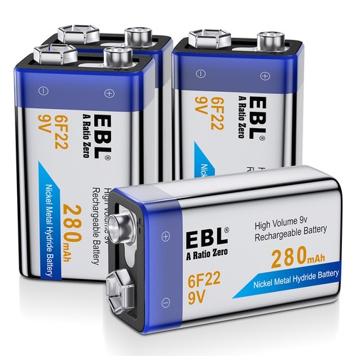 4x 9V Rechargeable batteries Recharge Power NiMH 280mAh Block PP3 Durable