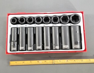 Teng Tools 16 Piece 1/2 inch Drive Shallow and Deep Impact Socket Set TT9120DN
