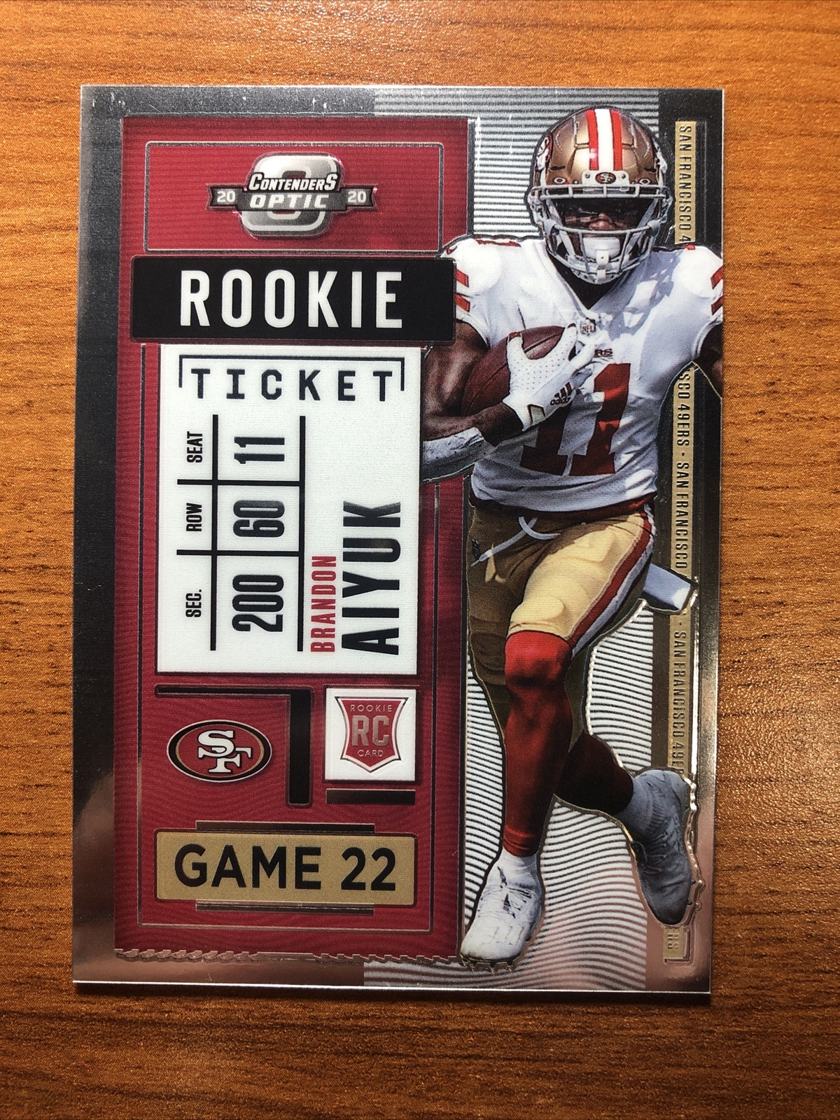 2020 Contenders Optic Brandon Aiyuk Rookie #62 San Francisco 49ers RC