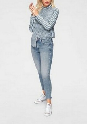 LTB Jeans Mina Super Slim Low Rise Damen Hose Denim Stretch Light Blue Used