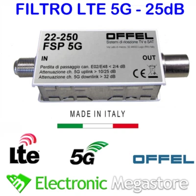 Filtro 5G antenna TV elimina interferenza LTE 5G E21÷48 OFFEL 22-250