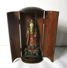 Fine Hand-Carved 18th C. Edo-Period Japanese Travelling Buddha Shrine, c. 1800