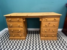 Pine 8 Drawer pedestal Kneehole Desk/Dressing Table