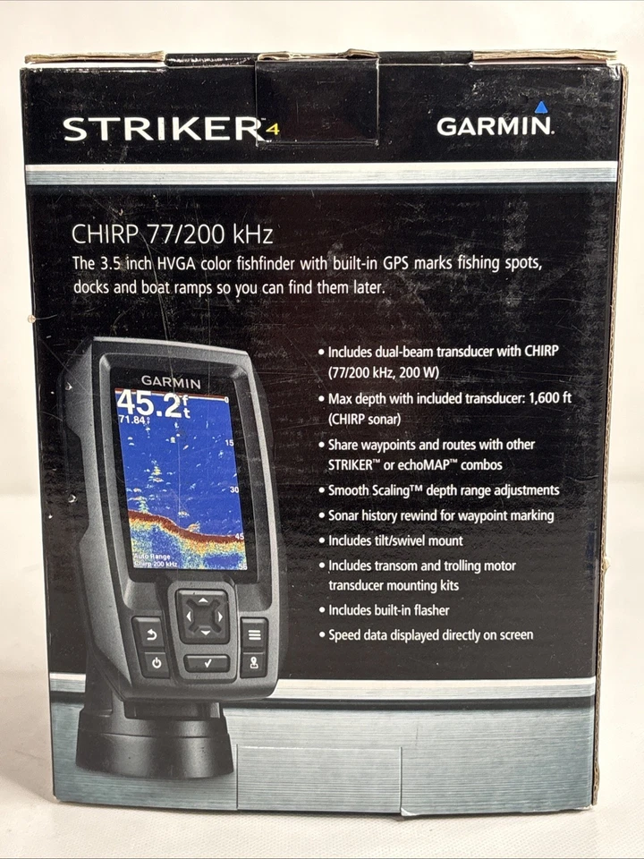 Garmin Striker 4 w/ Transducer 3.5" Fishfinder with GPS/Chirp Sonar Complete NOB - Image 3 of 4
