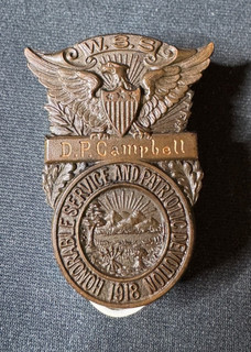 Large W.S.S 1918 Honorable Service and Patriotic Devotion Pin D.P. Campbell Ohio