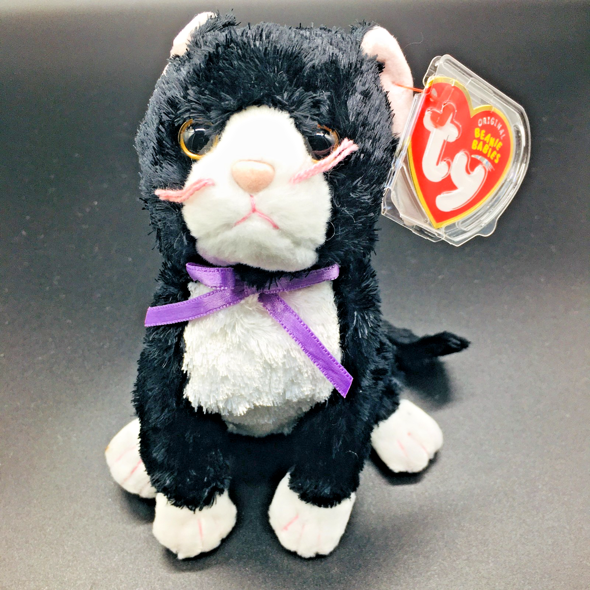 Ty Beanie Baby Cat Fussy 2004 Tags Intact Black White Kitten for