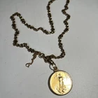 1986 1/2 oz Fine Gold Eagle BU (MCMLXXXVI) w/ Gold 14k Bezel & Chain 24gr
